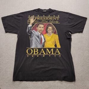 Barack Obama Michelle Obama Distressed Political Graphic T Shirt Men's 4XL